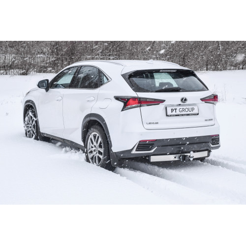 LNX-20-991124.00 PT GROUP Фаркоп с нержавеющей накладкой на Toyota RAV4 2013-2019, Lexus NX 2014-2021 (с одной выхлопной трубой) без подрезки бампера. Тип шара: E (легкосъемный шар под квадрат). Нагрузки: 1500/80 кг, масса фаркопа 23,2 кг (без электрики в
