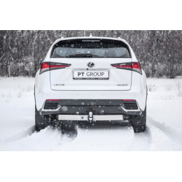 LNX-20-991124.00 PT GROUP Фаркоп с нержавеющей накладкой на Toyota RAV4 2013-2019, Lexus NX 2014-2021 (с одной выхлопной трубой) без подрезки бампера. Тип шара: E (легкосъе