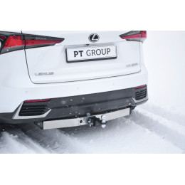 LNX-20-991124.00 PT GROUP Фаркоп с нержавеющей накладкой на Toyota RAV4 2013-2019, Lexus NX 2014-2021 (с одной выхлопной трубой) без подрезки бампера. Тип шара: E (легкосъе