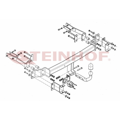 M-119 STEINHOF Фаркоп на Mercedes E-Class универсал s211 2003-09/2009 без подрезки бампера. Тип шара: A. Нагрузки: 2100/90 кг, масса фаркопа 21,4 кг (без электрики в комплекте)