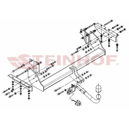 M-352 STEINHOF Фаркоп на Mitsubishi Pajero 3/5 дверей 02/2007-2020. Требуется подрезка бампера. Тип шара: A. Нагрузки: 3300/135 кг, масса фаркопа 27,9 кг (без электрики в к