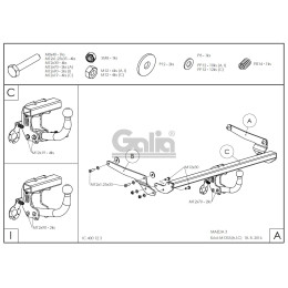 M135C GALIA Полностью оцинкованный фаркоп на Mazda 3 седан 2013-2019. Подрозетник убирается за бампер. Тип шара: C (горизонтальный съемный). Установка бе