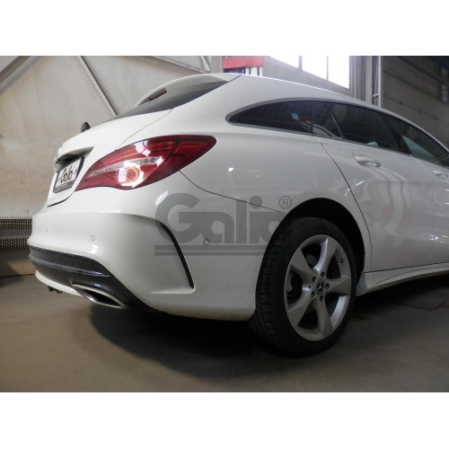 M146C GALIA Полностью оцинкованный фаркоп на Mercedes CLA-Class c117 купе / X117 универсал 2013-2019. Подрозетник убирается за бампер. Тип шара: C (горизонтальный съемный). Невидимый вырез бампера. Нагрузки: 1700/100 кг, масса фаркопа 16,72 кг