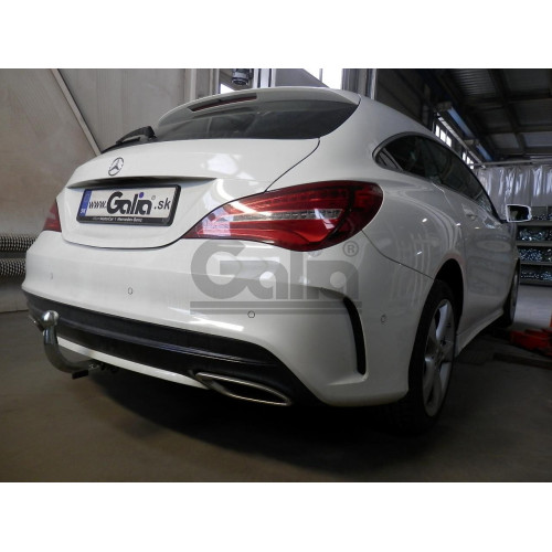 M146C GALIA Полностью оцинкованный фаркоп на Mercedes CLA-Class c117 купе / X117 универсал 2013-2019. Подрозетник убирается за бампер. Тип шара: C (горизонтальный съемный). Невидимый вырез бампера. Нагрузки: 1700/100 кг, масса фаркопа 16,72 кг