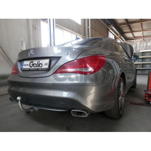 M146C GALIA Полностью оцинкованный фаркоп на Mercedes CLA-Class c117 купе / X117 универсал 2013-2019. Подрозетник убирается за бампер. Тип шара: C (горизонтальный съемный). Невидимый вырез бампера. Нагрузки: 1700/100 кг, масса фаркопа 16,72 кг