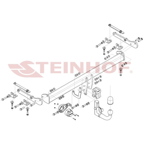 N-112 STEINHOF Фаркоп на Nissan Qashqai J11 (также Adblue) 2018-2022. Требуется подрезка бампера. Тип шара: AV (вертикальное быстросъемное крепление шара на ключе). Нагрузки: 2000/120 кг, масса фаркопа 22,4 кг (без электрики в комплекте)