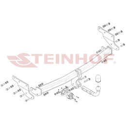 N-113 STEINHOF Фаркоп на Nissan Qashqai III 04/2021- без подрезки бампера. Тип шара: A. Нагрузки: 2100/120 кг, масса фаркопа 21,36 кг (без электрики в комплекте)