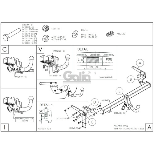 N061C GALIA Полностью оцинкованный фаркоп на Nissan X-Trail T33 2022-, Nissan Rogue T33 2021-. Подрозетник убирается за бампер. Тип шара: C (горизонтальный съемный). Невидимый вырез бампера. Нагрузки: 2000/100 кг, масса фаркопа 19,07 кг