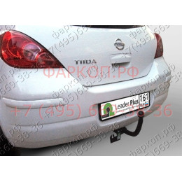 N114-A Лидер-плюс ТСУ для Nissan Tiida (C11) хетчбек 2007-2014. Требуется подрезка бампера. Нагрузки: 1000/50 кг, масса фаркопа 15,72 кг (без электрики в комплекте