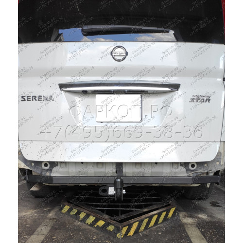 H.N29.A HALTY Фаркоп на Nissan Serena C25 2WD/4WD комплектация Highway Star 2005-2010. Требуется подрезка бампера. Тип шара: A. Нагрузки: 750/75 кг, масса фаркопа 15,5 кг