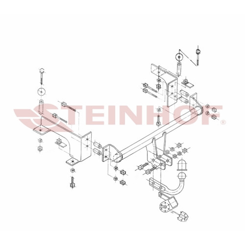 O-126 STEINHOF Фаркоп на Opel Combo Corsa 03/2002-2011. Требуется подрезка бампера. Тип шара: A. Нагрузки: 1200/75 кг, масса фаркопа 17,2 кг (без электрики в комплекте)