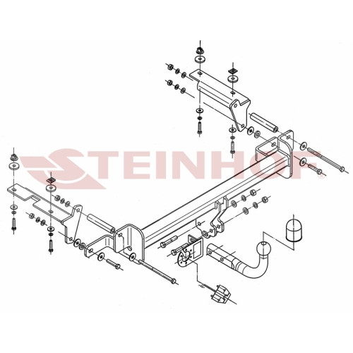 O-232 STEINHOF Фаркоп на Opel Zafira II, кроме OPC 07/2005-2012. Требуется подрезка бампера. Тип шара: A. Нагрузки: 1650/75 кг, масса фаркопа 17,4 кг (без электрики в комплекте)