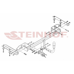 O-234 STEINHOF Фаркоп на Opel Zafira Tourer, кроме CNG, кроме Flex-Fix 01/2012-2019. Требуется подрезка бампера. Тип шара: A. Нагрузки: 1500/75 кг, масса фаркопа 18,8 кг (без эл