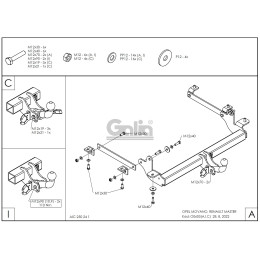 O060C GALIA Полностью оцинкованный фаркоп на Renault Master 2010-, Opel Movano B 2010-2021, Nissan NV400 2011-2021, Nissan Interstar 2022- фургон без ступеньки, передний привод, кроме дв