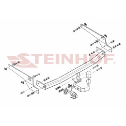 P-017 STEINHOF Фаркоп на Peugeot 206 универсал 2002-2007 без снятия и подрезки бампера. Тип шара: A. Нагрузки: 1100/50 кг, масса фаркопа 17,6 кг (без электрики в ком