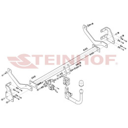 P-022 STEINHOF Фаркоп на Peugeot 508 I седан рестайлинг, кроме GT и HDI 2.2 л 2014-2019. Требуется подрезка бампера. Тип шара: AV (вертикальное быстросъемное крепл