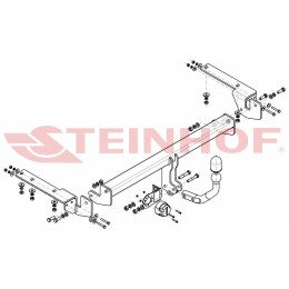 P-060 STEINHOF Фаркоп на Peugeot 308 CC, Cabrio, кроме GTi / 200 KM 2009-2015. Требуется подрезка бампера. Тип шара: A. Нагрузки: 1500/80 кг, масса фаркопа 19,38 кг (без электри