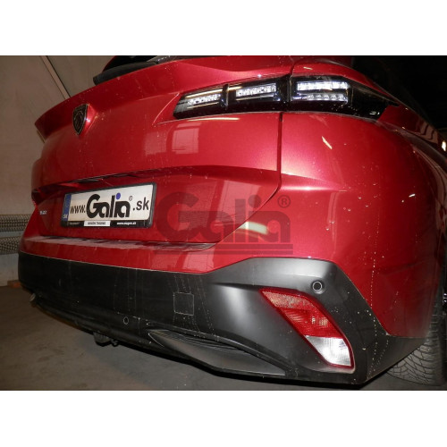 P049A GALIA Полностью оцинкованный фаркоп на Citroen C5 X 2022-, Peugeot 308 SW универсал 2022-, Peugeot 408 2022-, Peugeot 408X 2022-, Opel Astra L универсал 2022-, DS DS4 2021-. Тип шара: A. Невидимый вырез бампера. Нагрузки: 1600/80 кг, масса фаркопа 1