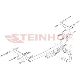 R-049 STEINHOF Фаркоп на Renault Modus 2004-2008. Требуется подрезка бампера. Тип шара: A. Нагрузки: 950/75 кг, масса фаркопа 13,85 кг (без электрики в комплекте)