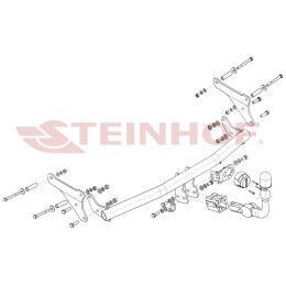 R-050 STEINHOF Фаркоп на Renault Modus 2004-2008. Требуется подрезка бампера. Тип шара: AH (горизонтальное быстросъемное крепление шара на ключе). Нагрузки: 950/