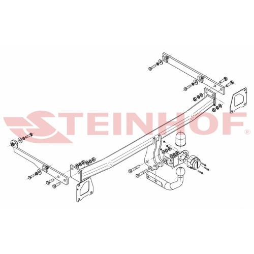 R-114 STEINHOF Фаркоп на Renault Scenic III 2009-2016. Требуется подрезка бампера. Тип шара: A. Нагрузки: 1400/75 кг, масса фаркопа 17,2 кг (без электрики в комплекте)
