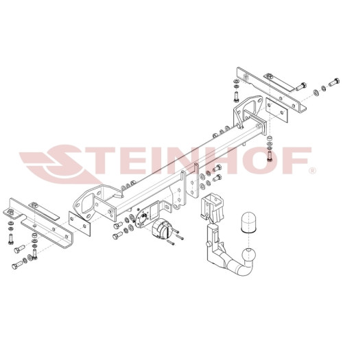 S-365 STEINHOF Фаркоп на Subaru Forester 2008-2013. Требуется подрезка бампера. Тип шара: AV (вертикальное быстросъемное крепление шара на ключе). Нагрузки: 2000/80 кг, масса фаркопа 18,7 кг (без электрики в комплекте)