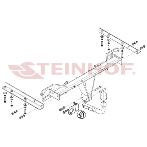 S-368 STEINHOF Фаркоп на Subaru Outback 2009-2015. Требуется подрезка бампера. Тип шара: A. Нагрузки: 2000/85 кг, масса фаркопа 17,3 кг (без электрики в комплекте)