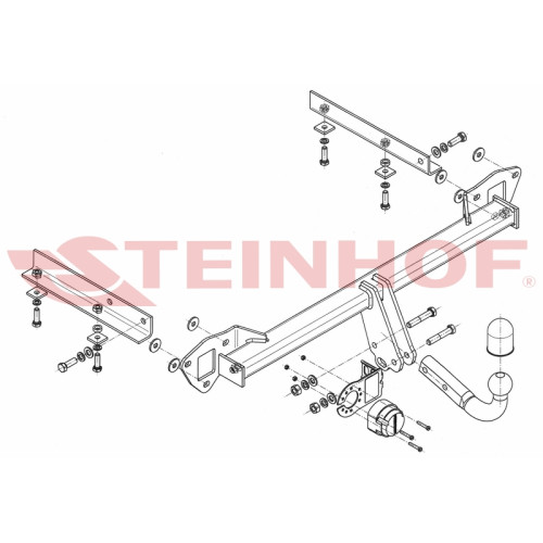 S-372 STEINHOF Фаркоп на Subaru Impreza хетчбек 5 дверей 2007-2012 (кроме WRX). Требуется подрезка бампера. Тип шара: A. Нагрузки: 1600/75 кг, масса фаркопа 14,3 кг (без электрики в комплекте)