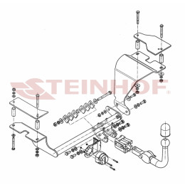 S-384 STEINHOF Фаркоп на Suzuki Swift (кроме 4WD) 04/2005-09/2010. Требуется подрезка бампера. Тип шара: AH (горизонтальное быстросъемное крепление шара на ключе). 