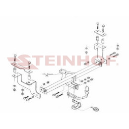 S-405 STEINHOF Фаркоп на Opel Agila 2WD/4WD 09/2002-04/2008, Suzuki Wagon R+ 2WD/4WD 10/2002-2008 без снятия и подрезки бампера. Тип шара: A. Нагрузки: 700/30 кг, масса фаркопа 20,55 кг (бе