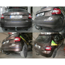 S110A GALIA Полностью оцинкованный фаркоп на Skoda Fabia хетчбек 2014-2021. Подрозетник убирается за бампер. Тип шара: A. Невидимый вырез бампера. Нагрузки