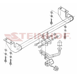 T-102 STEINHOF Фаркоп на Toyota Avensis универсал T25 2003-2009 без снятия и подрезки бампера. Тип шара: A. Нагрузки: 1550/75 кг, масса фаркопа 14,5 кг (без электрики в 