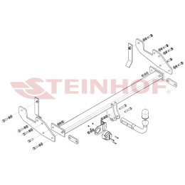 T-146 STEINHOF Фаркоп на Toyota Hilux 2WD без силовой балки (для машин без подготовки) 2005- без подрезки бампера. Тип шара: A. Нагрузки: 2800/120 кг, масса фаркопа