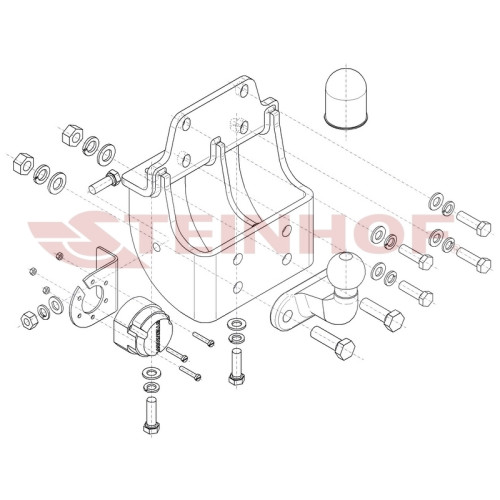 T-165 STEINHOF Фаркоп на Toyota Land Cruiser Prado 3 двери (J125) 2003-2009. Требуется подрезка бампера. Тип шара: F. Нагрузки: 2800/115 кг, масса фаркопа 10,1 кг (без электрики в комплекте)