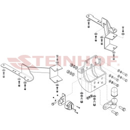 T-174 STEINHOF Фаркоп на Toyota Land Cruiser Prado J150 11/2009-2023. Требуется подрезка бампера. Тип шара: F. Нагрузки: 3500/140 кг (без электрики в комплекте)