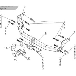 TCU00034 ТСС Фаркоп на Hyundai Sonata 2018-2020, Hyundai i40 2011-2018. Требуется подрезка бампера. Тип шара: A. Нагрузки: 1200/75 кг