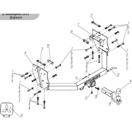 TCU00113 ТСС Фаркоп на Mitsubishi L200 2015-2019, 2019-2023 (с задним бампером) с накладкой с надписью Mitsubishi без подрезки бампера. Тип шара: E (шаровый узел под ам