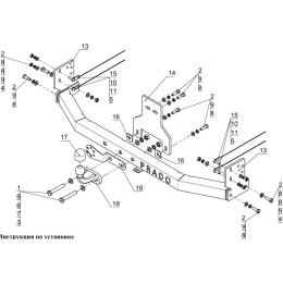 TCU00427 ТСС Фаркоп на Toyota Land Cruiser Prado 250 2023- без подрезки бампера. Тип шара: F. Нагрузки: 2500/100 кг
