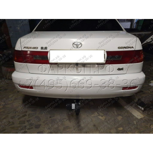 H.T45.A HALTY Фаркоп на Toyota Corona Premio 1996-2001, Toyota Carina T210 1996-2001. Требуется подрезка бампера. Тип шара: A. Нагрузки: 500/50 кг, масса фаркопа 12,9 кг
