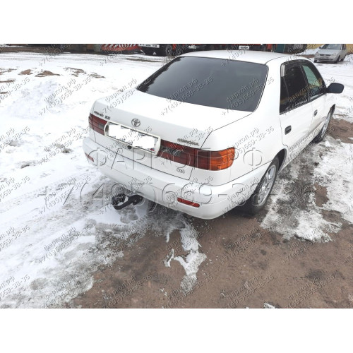 H.T45.A HALTY Фаркоп на Toyota Corona Premio 1996-2001, Toyota Carina T210 1996-2001. Требуется подрезка бампера. Тип шара: A. Нагрузки: 500/50 кг, масса фаркопа 12,9 кг