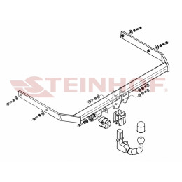V-075 STEINHOF Фаркоп на Volkswagen Jetta IV седан 2011-2018. Требуется подрезка бампера. Тип шара: AV (вертикальное быстросъемное крепление шара на ключе). Нагр