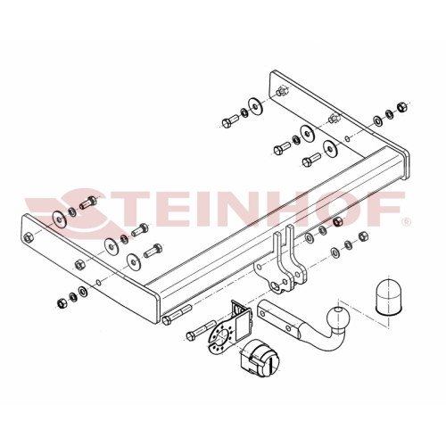 V-119 STEINHOF Фаркоп на Volkswagen Transporter T5 2003-2015, Transporter T6 2015-2024, Volkswagen Caravelle T5 2003-2015, Caravelle T6 2015-2024, Volkswagen Multivan T5 2003-2015, Multivan T6 2015-2022 без подрезки бампера. Тип шара: A. Нагрузки: 2800/12