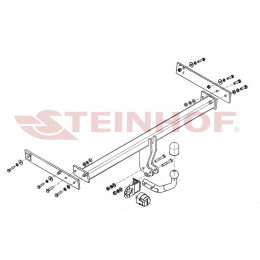 V-137 STEINHOF Фаркоп на Seat Alhambra 2010-2012, Volkswagen Sharan 2010-2012. Требуется подрезка бампера. Тип шара: A. Нагрузки: 2500/100 кг, масса фаркопа 22 кг (без электрики в