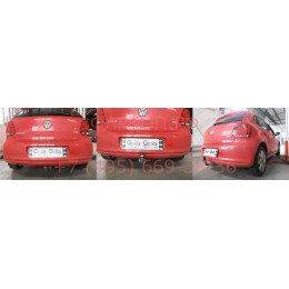 V068C GALIA Полностью оцинкованный фаркоп на Volkswagen Polo V хетчбек 2009-2018. Подрозетник убирается за бампер. Тип шара: C (горизонтальный съемный). Невид