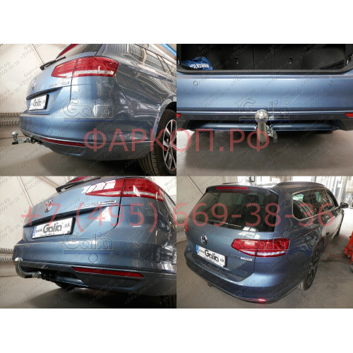V081A GALIA Полностью оцинкованный фаркоп на Volkswagen Passat B8 седан/универсал 08/2014-2023, в т.ч. Alltrack B8 2015-2023, Skoda Superb 3 седан/универсал 03/2015-2024. Подрозетник убирается за бампер. Тип шара: A. Невидимый вырез бампера. Нагрузки: 220