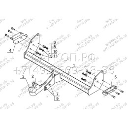 MI 26 AVTOS Фаркоп на Mitsubishi Pajero IV 3/5 дверей 2007-2020, Mitsubishi Pajero III 3/5 дверей 2000-2007 без подрезки бампера. Тип шара: A. Нагрузки: 2000/100 кг, масса фаркопа 19 кг 