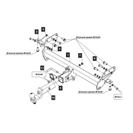 049109 TOWRUS Фаркоп на Jeep Grand Cherokee 2010-2021 (кроме авто с AdBlue и SRT) без снятия и выреза бампера. Тип шара: EA (E с антистуком). Нагрузки: 3500/175 кг, масса фарк
