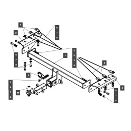 289251 TOWRUS Фаркоп на Changan UNI-S 2024-, Changan CS55 Plus 2021- без снятия и выреза бампера. Тип шара: EA (E с антистуком). Нагрузки: 1500/75 кг, масса фаркопа 21,1 кг (без 