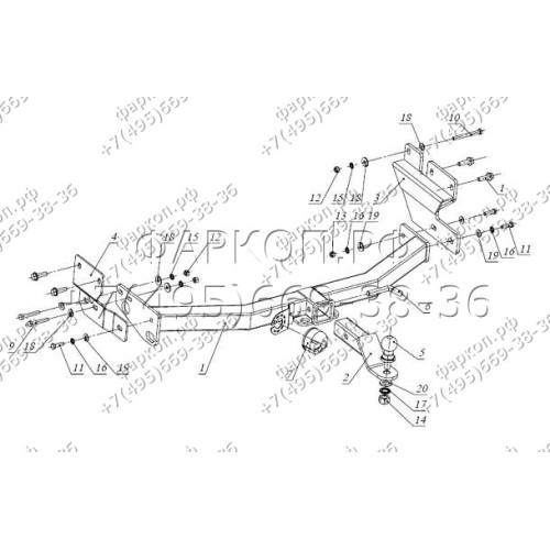 FA 0595-E Бизон Фаркоп на Great Wall Hover H5 2010-2016, Haval H5 2020-2021, DW Hower H5 2017-2019 без подрезки бампера. Тип шара: E (легкосъемный шар под квадрат). Нагрузки: 2800/120 кг. Не комплектуется электрикой