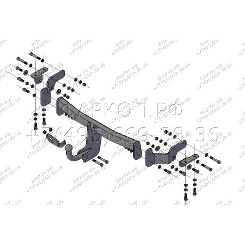 7231 Трейлер Фаркоп для Hyundai Santa Fe 2012-2018, в т.ч. Hyundai Santa Fe Premium 2016-2018, Kia Sorento 2012-2015. Требуется подрезка бампера. Тип шара: A. Нагрузки: 1000/50 кг, масса фаркопа 18,7 кг (без электрики в комплекте)